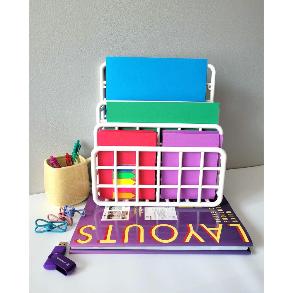 Vintage YAFFA White Plastic Office Desk Wall Letter Holder Mail Organizer 1980s
